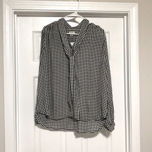 Black and white bow blouse